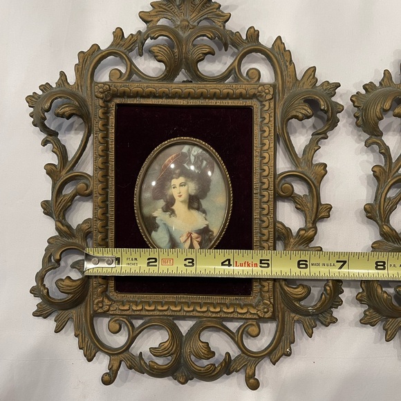 CAMEO CREATION 1940's Antique ART Hard Plastic Dark Golden Frames Portraits Set - Picture 6 of 16